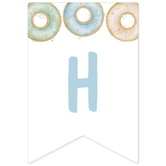 Donut Happy Birthday Bunting Banner Blue (Tweede vlag)
