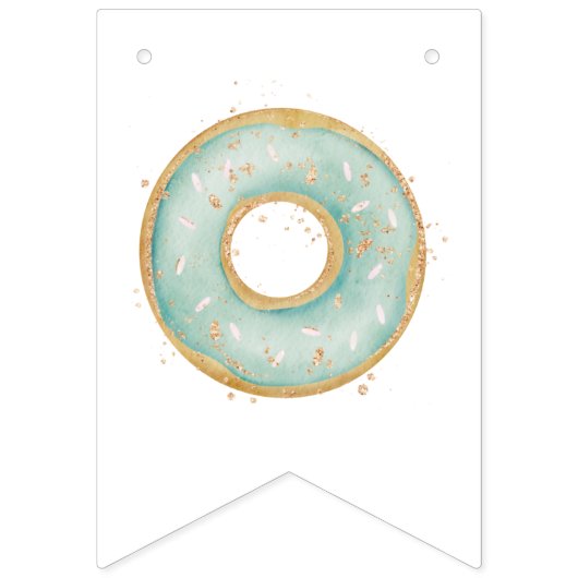 Donut Happy Birthday Bunting Banner Blue (Eerste vlag)