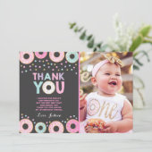 Donut Hartelijk dank Donut Groei Partij Roze Gold Bedankkaart (Staand voorkant)
