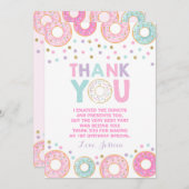 Donut Hartelijk dank Donut Groei Partij Roze Gold Bedankkaart (Voorkant / Achterkant)