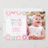 Donut Hartelijk dank Donut Groei Partij Roze Gold Bedankkaart (Voorkant)