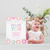 Donut Hartelijk dank Donut Groei Partij Roze Gold Bedankkaart (Staand voorkant)