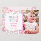 Donut Hartelijk dank Donut Groei Partij Roze Gold Bedankkaart (Voorkant / Achterkant)
