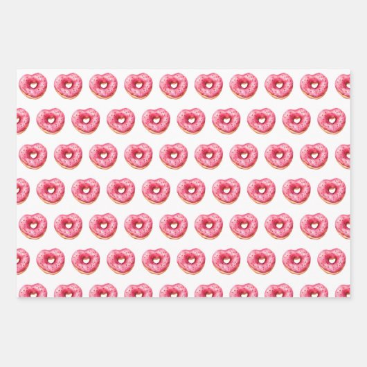 Donut Harten van Liefde Inpakpapier Vel (Voorkant)