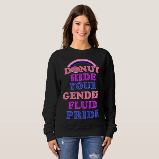 Donut Hide Your Genderfluid Pride Genderqueer Aest Trui (Voorkant volledig)