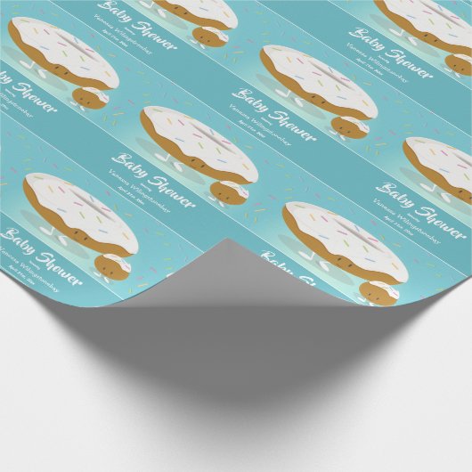 Donut Hole Sprinkles Food Blue Baby shower Cadeaupapier (Hoek)