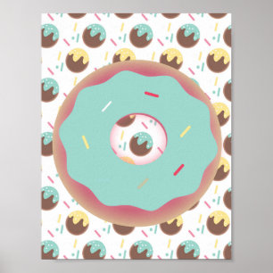 Donut Holes Sprinkles Wall Art Blauwgroen Poster