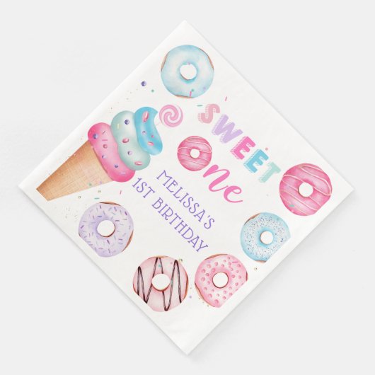 Donut Ice Cream Sweet Een Verjaardagsfeestje Serve Servet (Hoek)