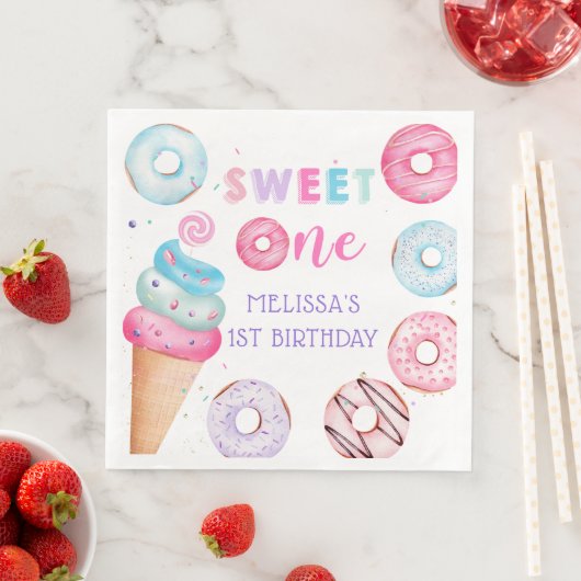Donut Ice Cream Sweet Een Verjaardagsfeestje Serve Servet (Insitu)