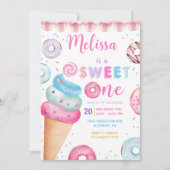 Donut Ice Cream Sweet One 1e Verjaardag Uitnodigin Kaart (Voorkant)