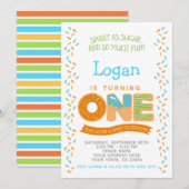 Donut Ice crème Cookie, Sweets Birthday Invitation Kaart (Voorkant / Achterkant)