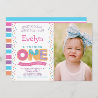 Donut Ice crème Cookie, Sweets Invitation W/Photo Kaart