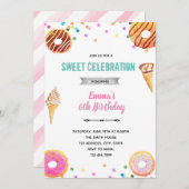 Donut icecream-uitnodiging kaart (Voorkant / Achterkant)