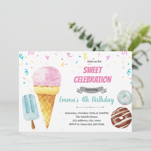 Donut-ijspartij Kaart (Staand voorkant)