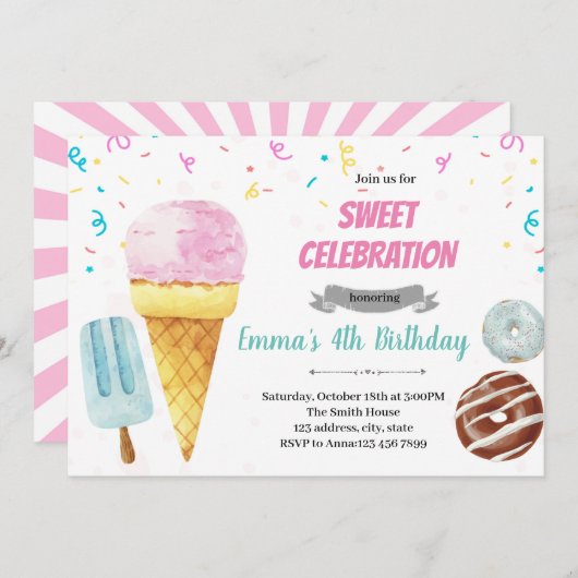 Donut-ijspartij Kaart (Voorkant / Achterkant)