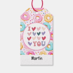 Donut, ik hou van je voor Valentijnsdag Cadeaulabel