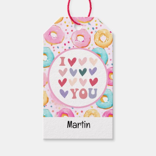 Donut, ik hou van je voor Valentijnsdag Cadeaulabel (Voorkant)