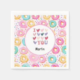 Donut, ik hou van je voor Valentijnsdag Servet