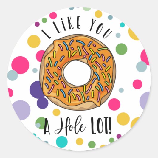 Donut Ik vind je een hele hoop Valentijnsdag Ronde Sticker (Voorkant)