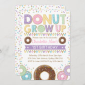 Donut Invitation Doughnut Birthday Party Pink Gold Kaart (Voorkant / Achterkant)