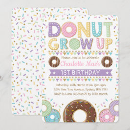 Donut Invitation Doughnut Birthday Party Pink Gold Kaart