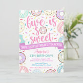 Donut Invitation, Five is Sweet Invitation, 5e pla Kaart (Staand voorkant)