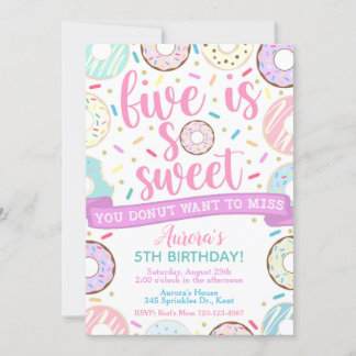 Donut Invitation, Five is Sweet Invitation, 5e pla Kaart