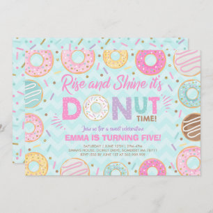 Donut Invitation Rise and Shine, het is donut Time Kaart