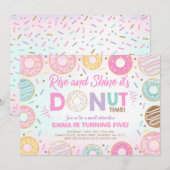 Donut Invitation Rise and Shine, het is donut Time Kaart (Voorkant / Achterkant)