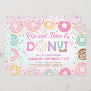 Donut Invitation Rise and Shine, het is donut Time Kaart