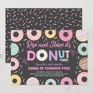 Donut Invitation Rise and Shine, het is donut Time Kaart