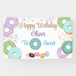 Donut jongen 2e verjaardag banner