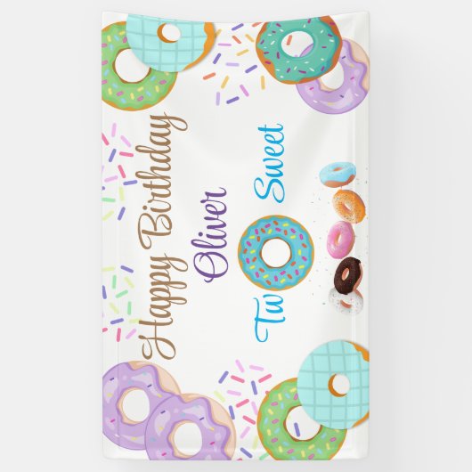 Donut jongen 2e verjaardag banner (Verticaal)