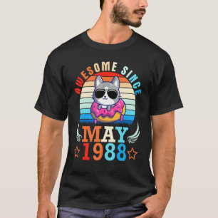 Donut Kat Geweldig Sinds Mei 1988 Gefeliciteerd 34 T-shirt