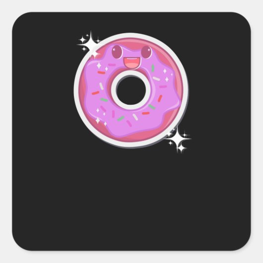 Donut Kawaii Food Vierkante Sticker (Voorkant)
