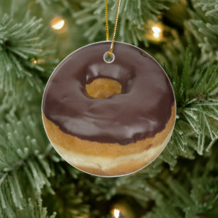 DONUT KERSTORNAMENT CHOCOLADE KERAMISCH ORNAMENT