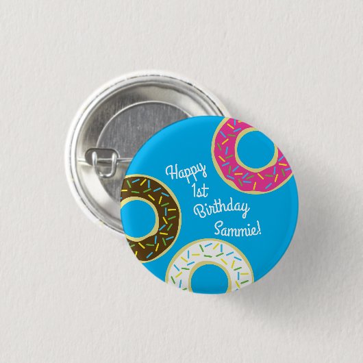 Donut Kind Birthday Party Cute Ronde Button 3,2 Cm (Voorkant /achterkant)