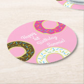 Donut Kind Birthday Party Cute Ronde Kartonnen Onderzetter (Gebogen)
