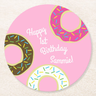 Donut Kind Birthday Party Cute Ronde Kartonnen Onderzetter