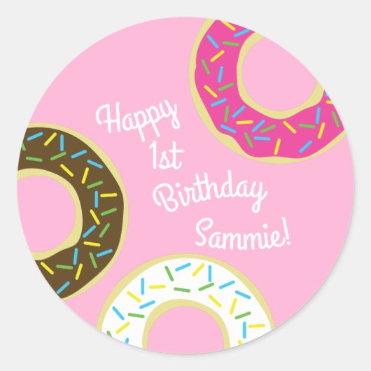 Donut Kind Birthday Party Doughnoten Ronde Sticker (Voorkant)