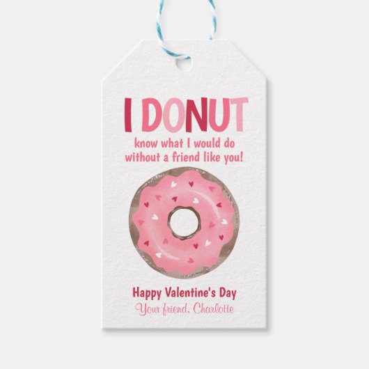 Donut Kinder Valentijnsdag Gift Classroom Label Cadeaulabel (Voorkant)