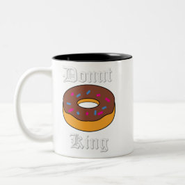 Donut King Mok, Fun Illustratie, Ontbijt Tweekleurige Koffiemok