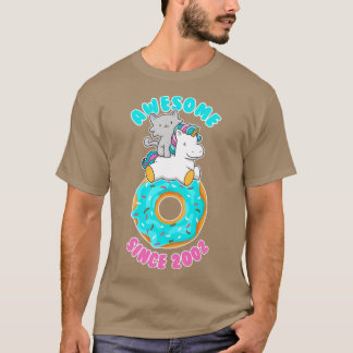 Donut Kitten Unicorn Geweldige sinds 2002 T-shirt