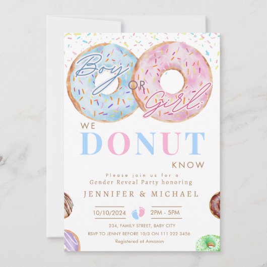 Donut Know Geslacht Onthullen Jongen Meisje Blauw  Kaart (Voorkant)