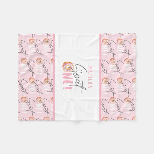 Donut lief een roze girly modern script fleece deken (Voorkant (Horizontaal))