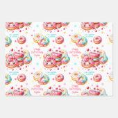 Donut Lief Kleurrijk Roze Meisje Verjaardagsnaam Inpakpapier Vel (Voorkant)