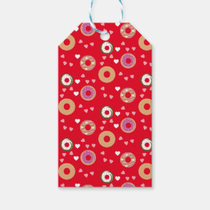 Donut Liefde Valentijnsdag Harten Roze Rood  Cadeaulabel