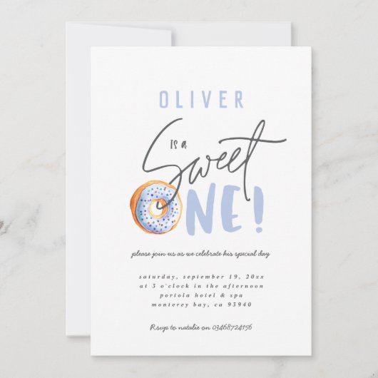 Donut liefje 1e verjaardag uitnodiging (Voorkant)