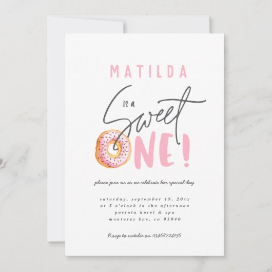 Donut liefje 1e verjaardag uitnodiging (Voorkant)