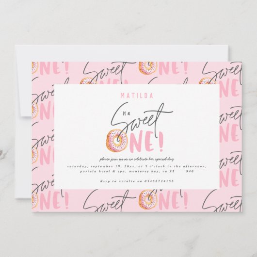Donut liefje 1e verjaardag uitnodiging (Achterkant)